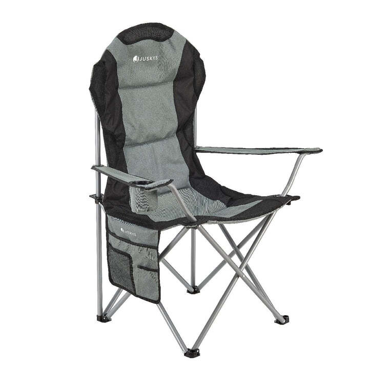 [neuwertig] B-ware Campingstuhl Lido Klappstuhl Gepolstert Mit Getränkehalter Grau 62x62x102cm