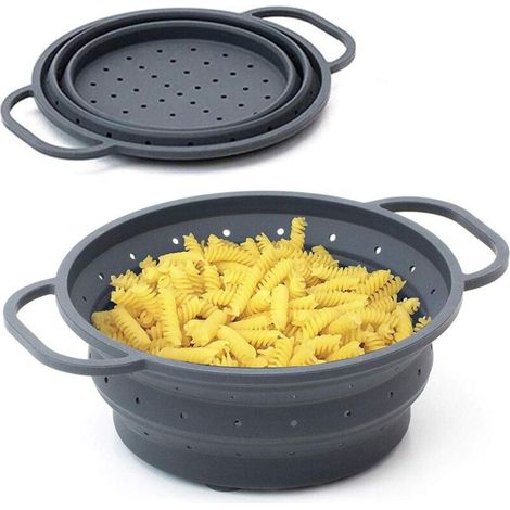 Faltbares, Hitzebeständiges Sieb, Durchmesser 26 Cm – Faltbares, Einziehbares, Platzsparendes Sieb, Nudelsieb, Dampfeinsatz Für Küche Und Camping Aus Silikon