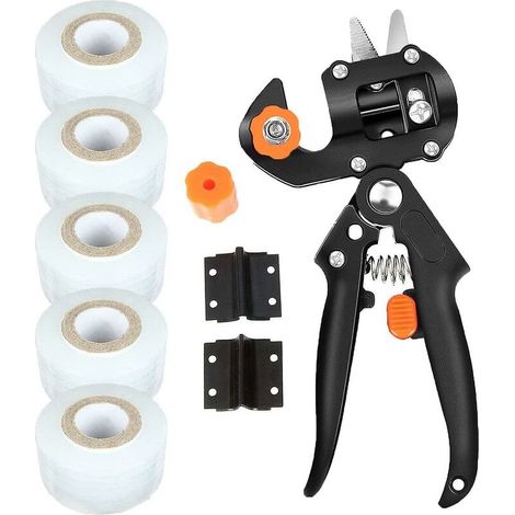 Professionelle Pfropfschere, 3 Austauschbare Klingen (v, Ω, U) Aus Stahl, Pfropfzange, Mit 5 Rollen Band, Ideal Für Obstbäume Und Rebstöcke