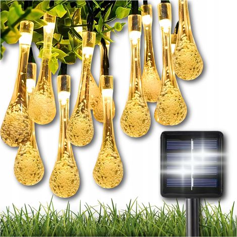 Tropfenförmige Lichterkette, Eiszapfenförmig, Für Garten Oder Balkon, Solarbetrieben, 20 Warmweiße Leds