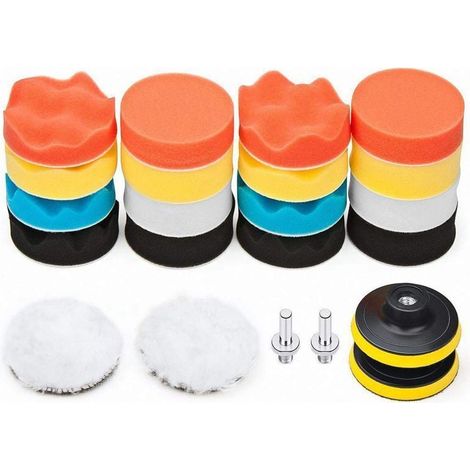 22 Stück 80 Mm Polierschwamm-polierpad-kit Mit M10-bohrer Für Bohrmaschine, Wollpolierschwamm Zum Polieren Von Fahrzeugen, Schleifen Und Wachsen