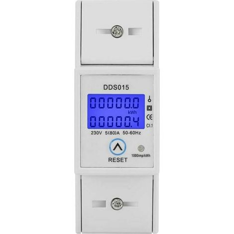 Einphasiger Energiezähler 5-80a 230v 50hz Einphasiger Energiezähler Mit Lcd-hintergrundbeleuchtung, Dds015 Din-schiene Montage Kwh-zähler, Watt-meter Kwh (230v 5-80a 50hz)