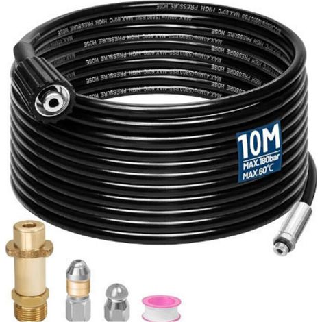Abflussreiniger Mit 180 Bar / 60 °c, Hochdruckrotationsdüse Und Adapter. Kompatibel Mit Allen Hochdruckreinigern Der Kärcher-baureihe K2 Bis K7-10m
