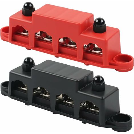 12-v- Und 48-v-gleichstrom-sammelschienengruppen, 250 A, Mit 4 M8-befestigungsschrauben, Erdung Für Auto, Wohnmobil, Boot Und Jacht (rot Und Schwarz, 2 Stück)
