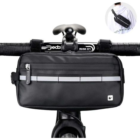 Rhinowalk, 1x Multifunktionale Fahrradlenkertasche, Wasserdicht, Rahmentasche, Geeignet Für Mountainbikes Und Tourenräder (schwarz)