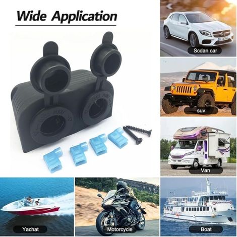 Trägerplatten-ausgangszigarettenanzünder – Doppelte 12v-24v-zigarettenanzünderdose – Für Boot, Auto, Motorrad – Schwarz