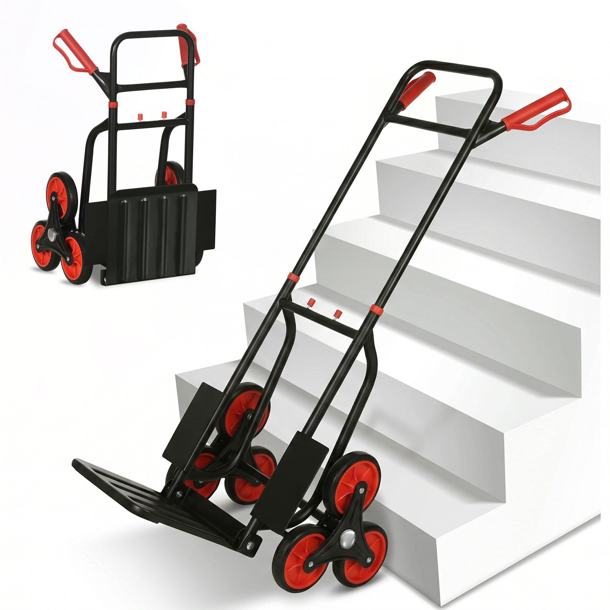Klappbarer Transportwagen, Bis 120 Kg, Ausziehbarer Griff, 44x38x106,5 Cm, Rot/schwarz