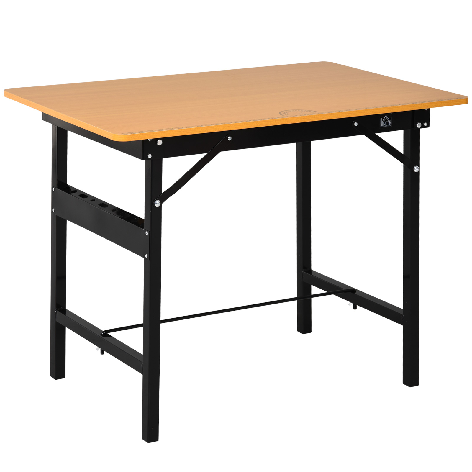 Klappbarer Werkbank Mdf, Mit Lineal Und Winkelmesser, 100x60x75,5 Cm, Gelb-schwarz