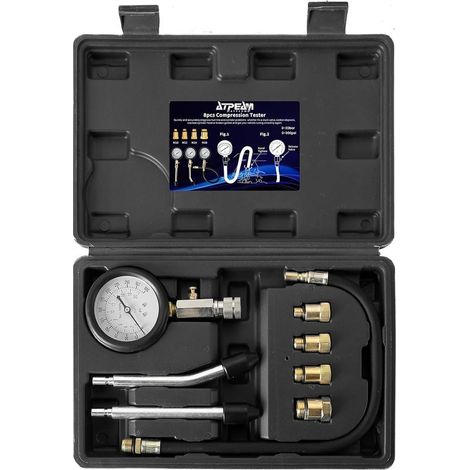 Zylinder-kompressionsmesser, Kompressionstester 0-300 Psi, Motordruckmanometer Mit 4 Adaptern Für Auto Und Motorrad M10 M12 M14 M18