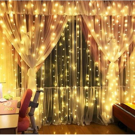 3x3m Warmweißer Led-lichtvorhang Mit Steuerung
