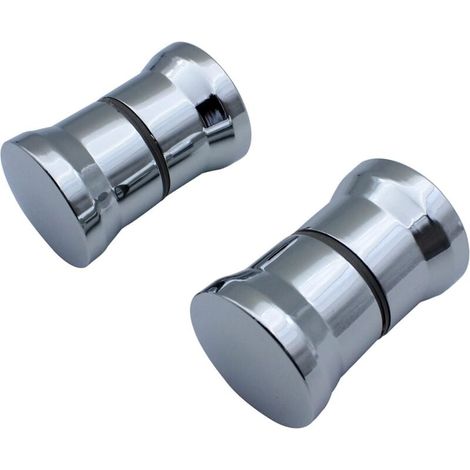 Set Aus 2 Paar Runden Duschtürgriffen Aus Glas, Verchromt – Ersatzteile Für Duschkabine Und Duschwand
