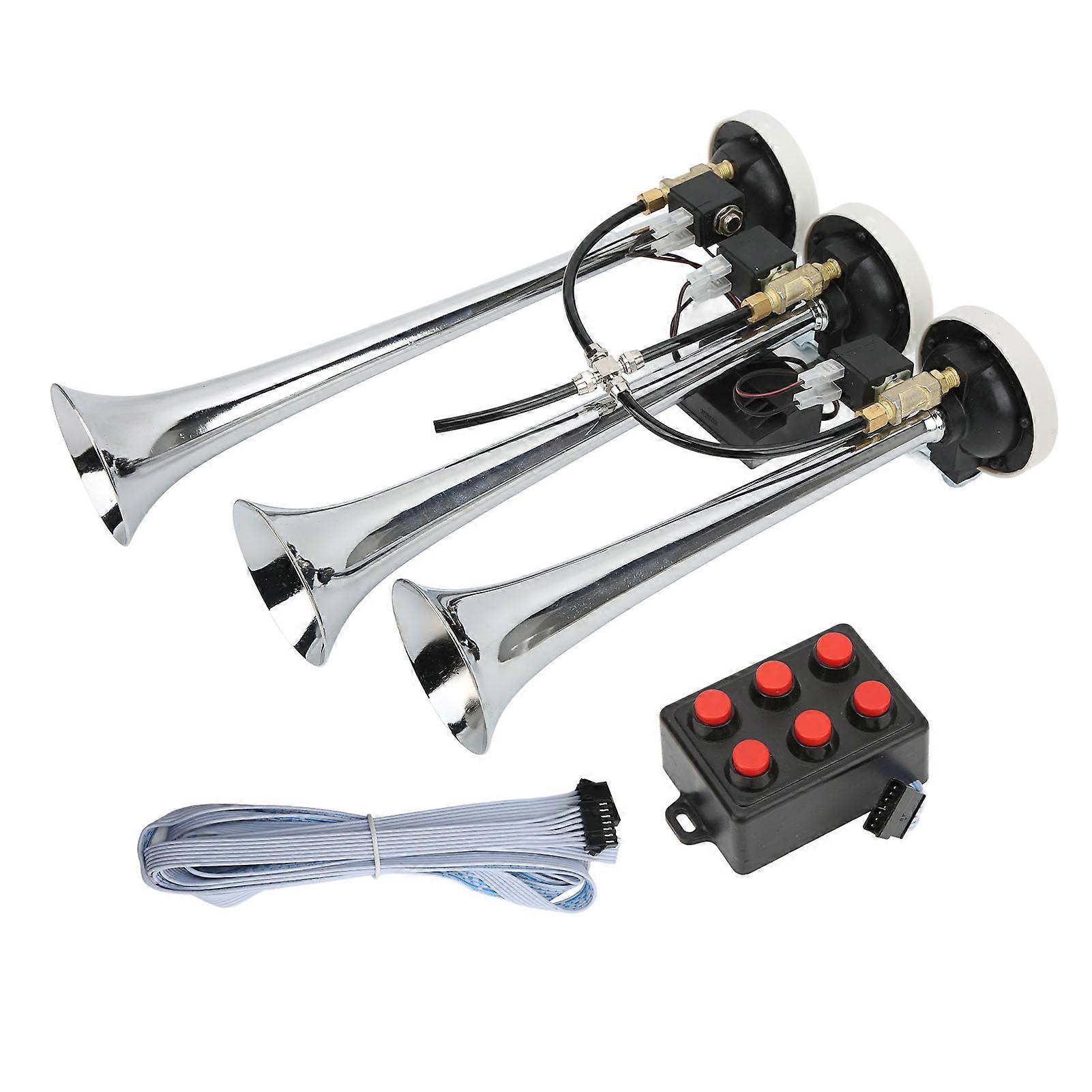 Trompetenhorn Mit 6 Melodien, Frontchrom, 305/342/385x79mm, Dc12v/24v, Kompatibel Mit Club Cars, Trucks Und Yachten