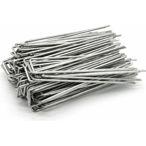 Set Aus 100 Verzinkten Stahlhaken Ø3,0 Mm 150x30 Mm Bodenhaken Für Planen Und Gartennetze In U-form