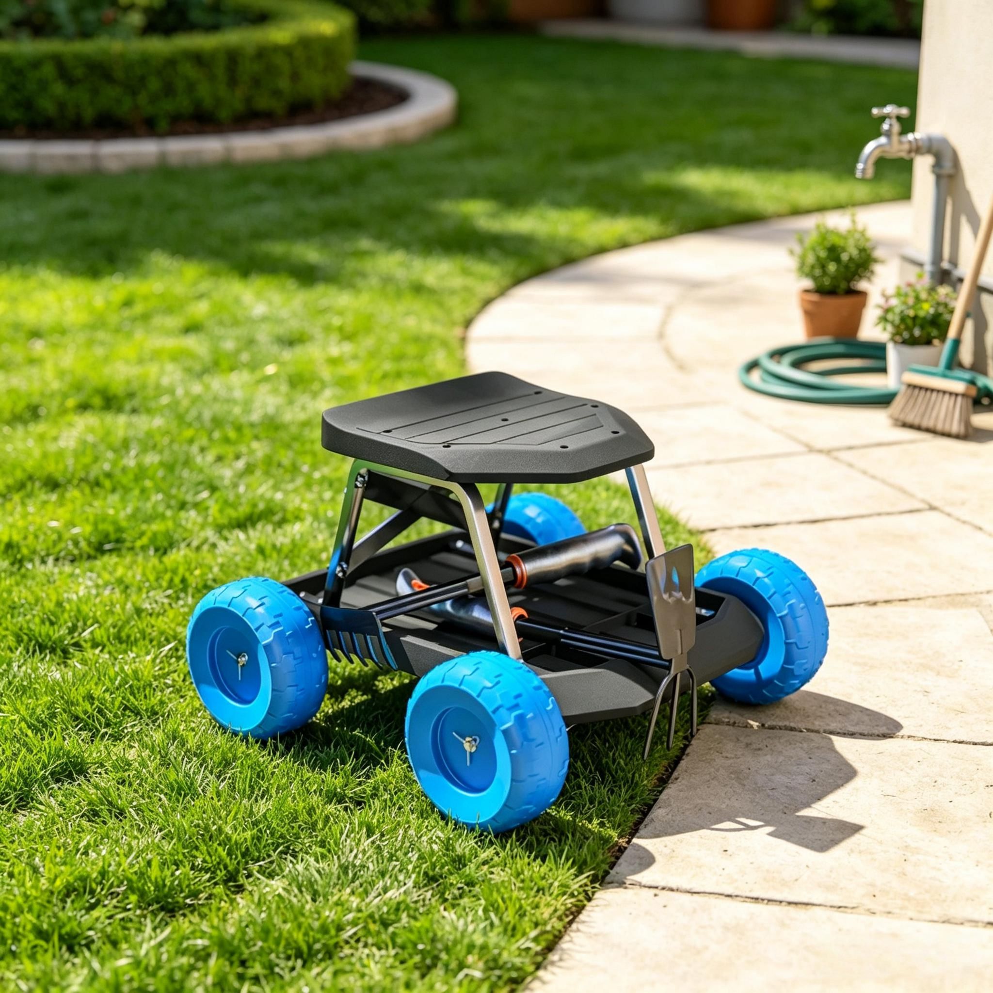 Mobiler Garten-hocker Mit Rollfunktion Und Ablage,praktischer Roll-sitz
