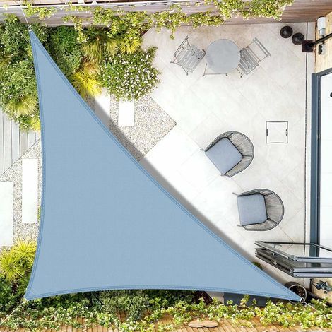 Impermeable Dreieckssonnensegel 4 X 4 X 4 M, Uv-schutz, Für Terrasse Und Garten, Grau/blau