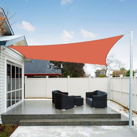 Dreieckiger, Wasserdichter Sonnenschutz 4 X 4 X 5,6 M, Uv-schutz Für Terrasse Und Garten, Terrakottafarben
