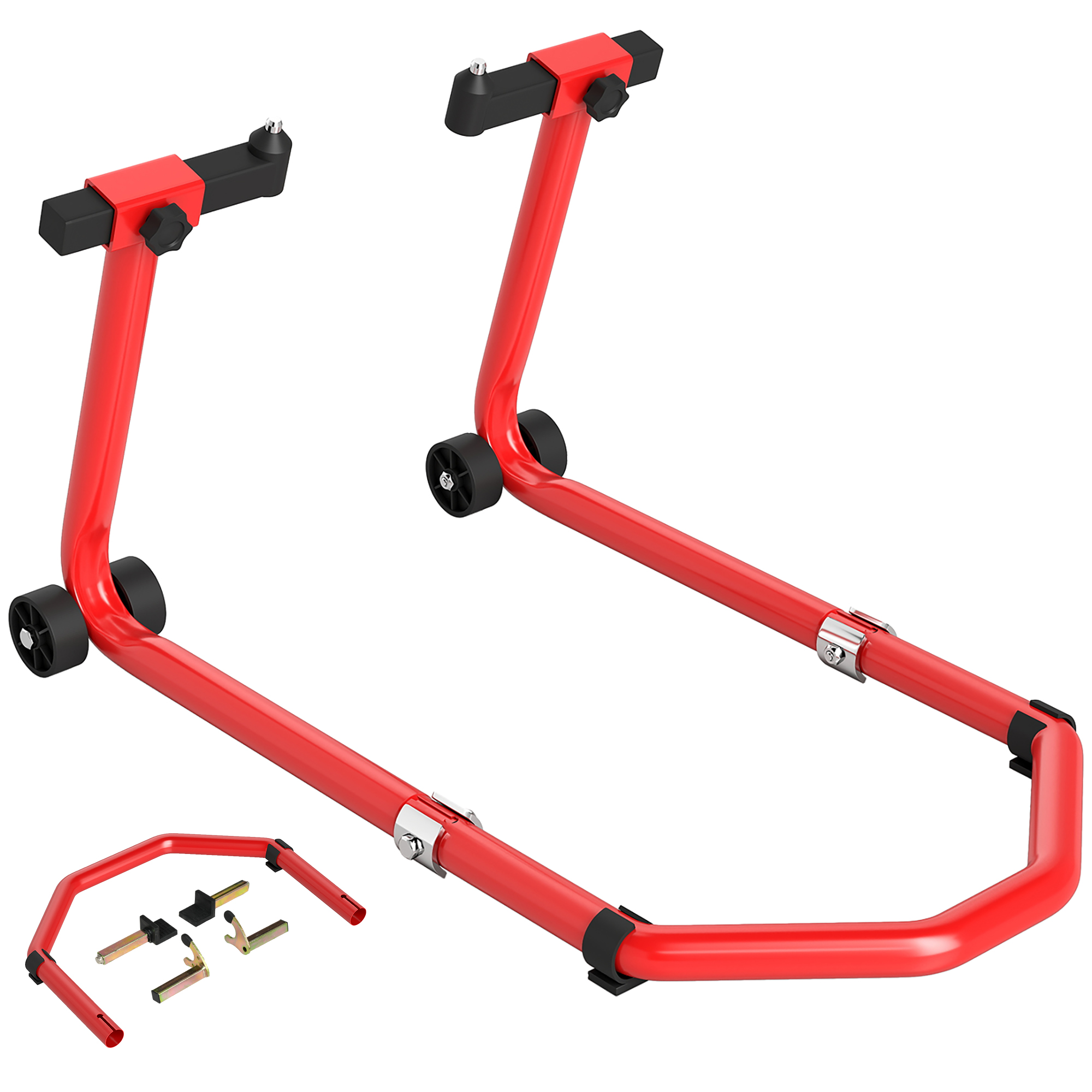 Motorrad-montierständer Vorne/hinten, Bis 390 Kg, U+l-gabel, Rollen, Rot
