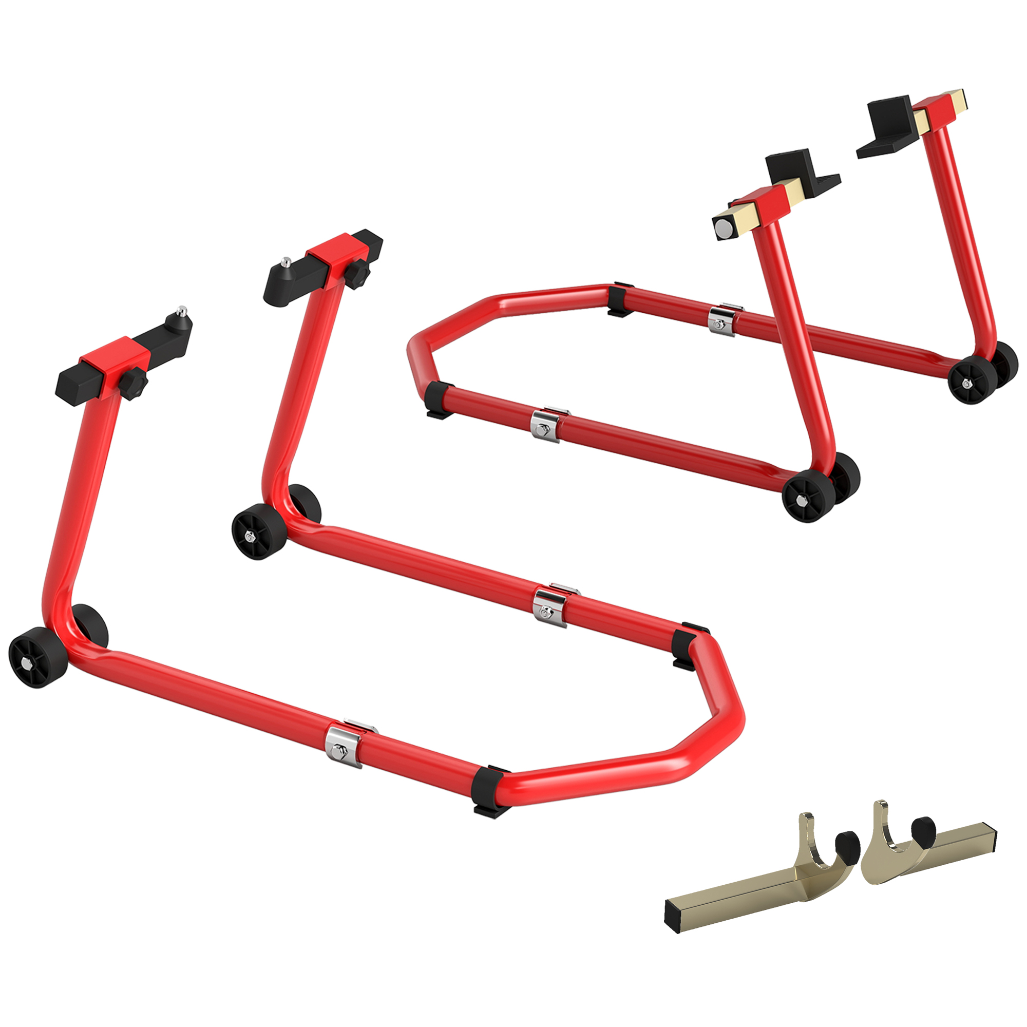 Motorrad-ständer-set Vorne/hinten, Bis 390 Kg, U+l-gabel-adapter, Rollen