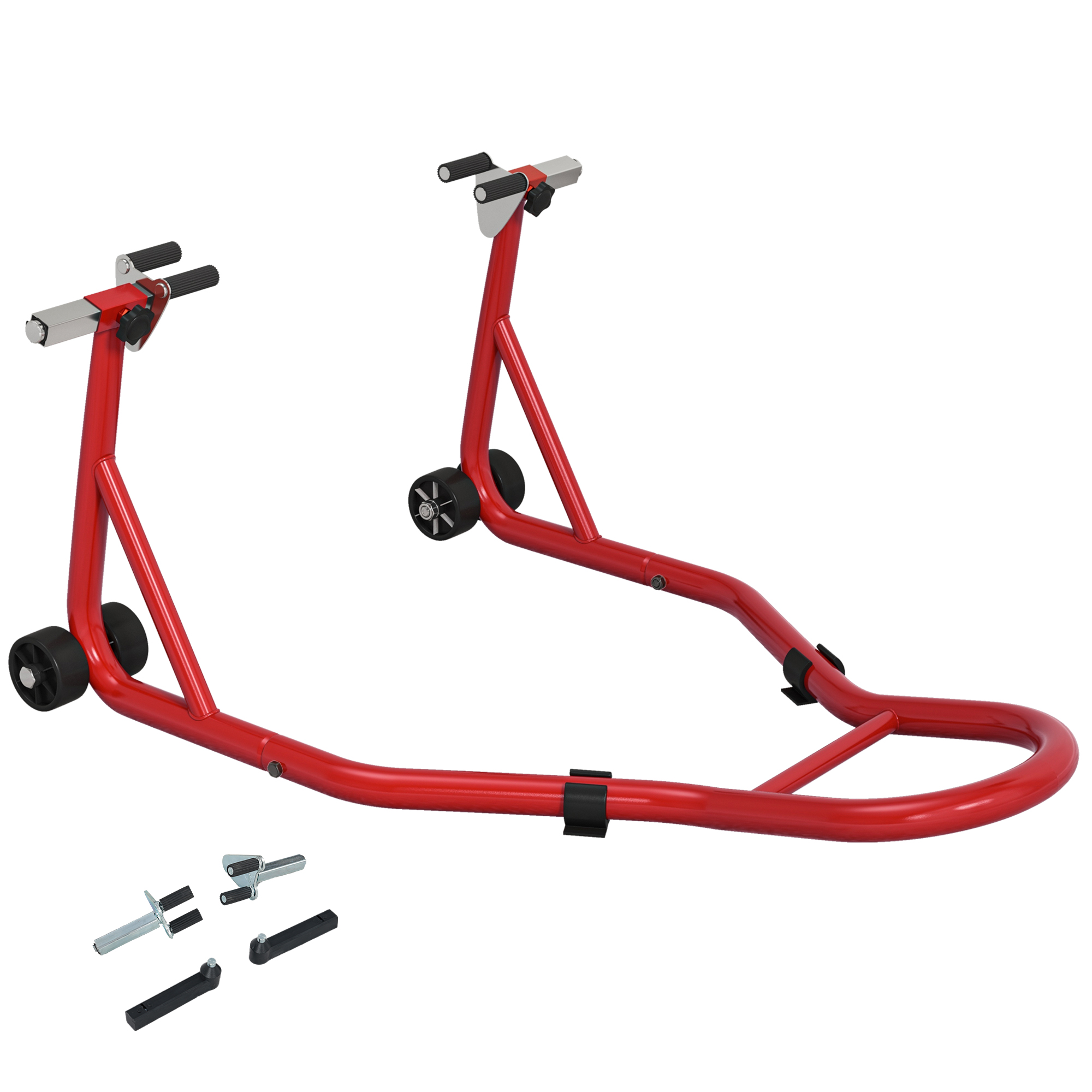 Motorradständer, Vorderer Ständer Mit Verstellbarem Bolzen Und Schwingen-adaptern, Rot