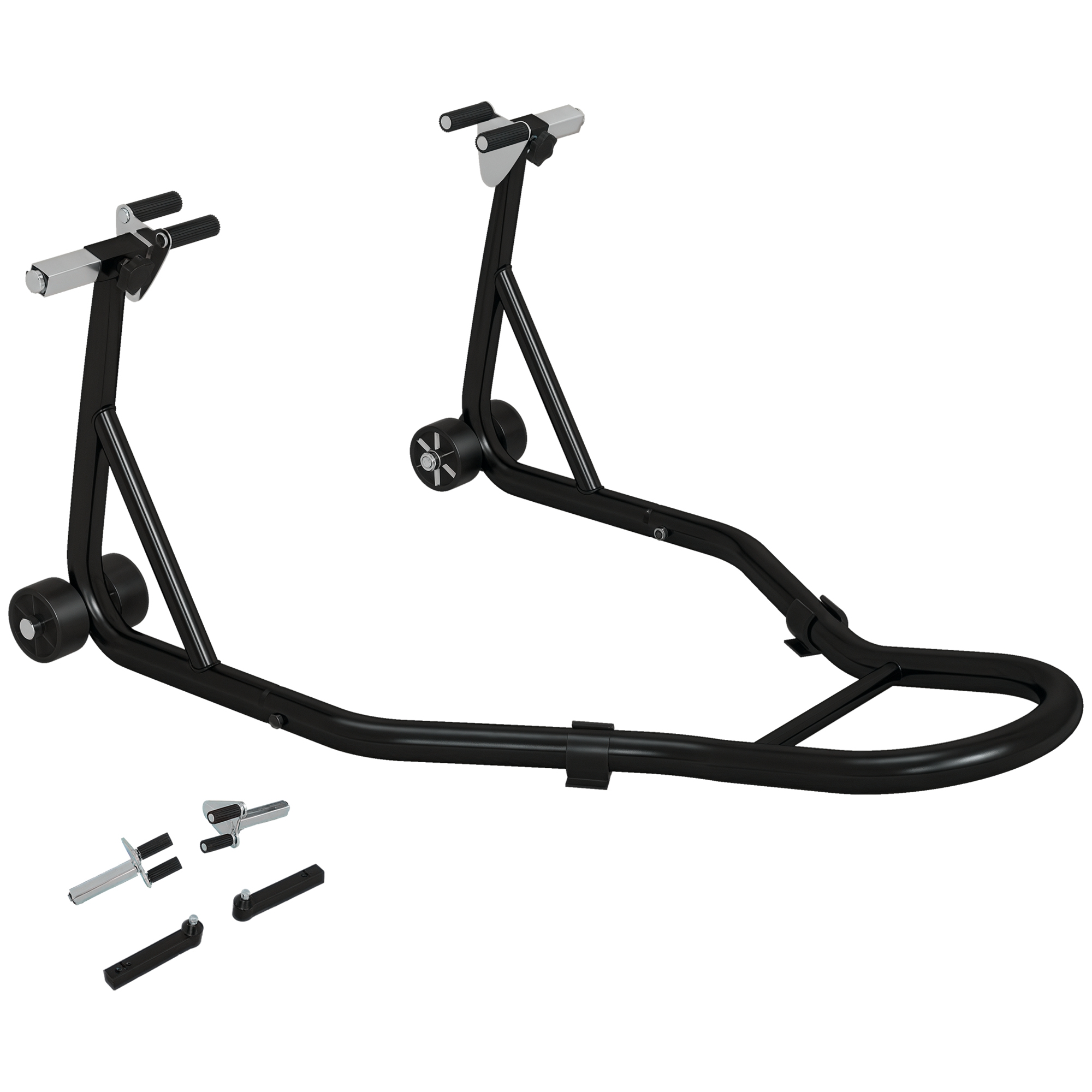 Motorradständer, Vorderer Ständer Mit Verstellbarem Bolzen Und Schwingen-adaptern, Schwarz