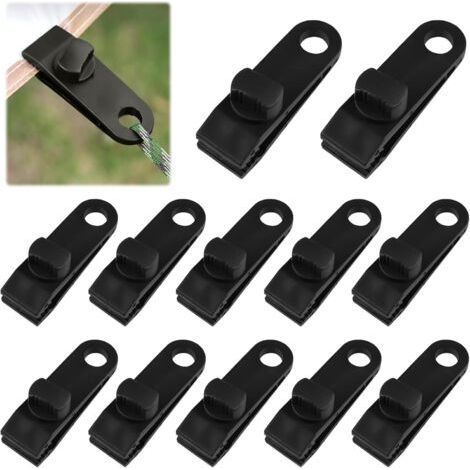 12er-pack Wäscheclip Für Zeltplane, Verstellbare Plane-klemme, Zum Befestigen Von Campingzubehör, Für Markisen, Camping, Wohnwagen, Autoabdeckungen Und Andere Anwendungen (schwarz)