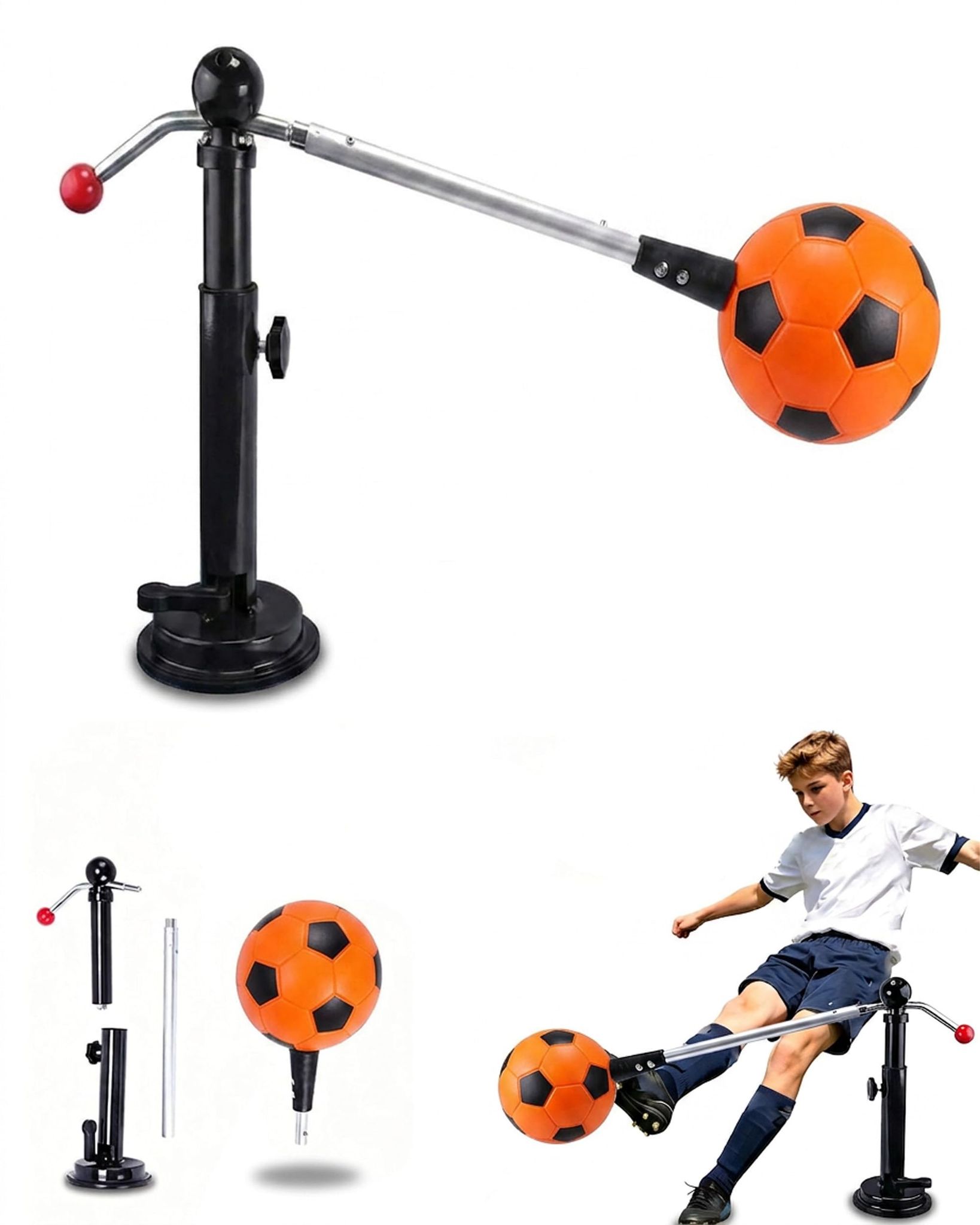 Unabhängiger, Um 360° Drehbarer Fußballtrainer Mit Individuell Einstellbarer Ballkontrolle, Dribbling-, Pass- Und Schussfähigkeiten Zur Verbesserung Für Kinder Und