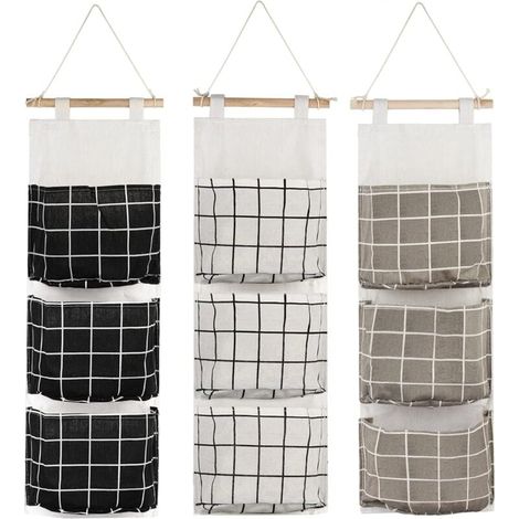 3 Stück Hängende Aufbewahrungstasche Mit 3 Taschen (schwarz/grau/weiß), Wandregal Aus Stoff, Korb-tasche Für Aufbewahrung, Organizer Für Schlafzimmer, Badezimmer, Küche – Wasserdicht & Elegant