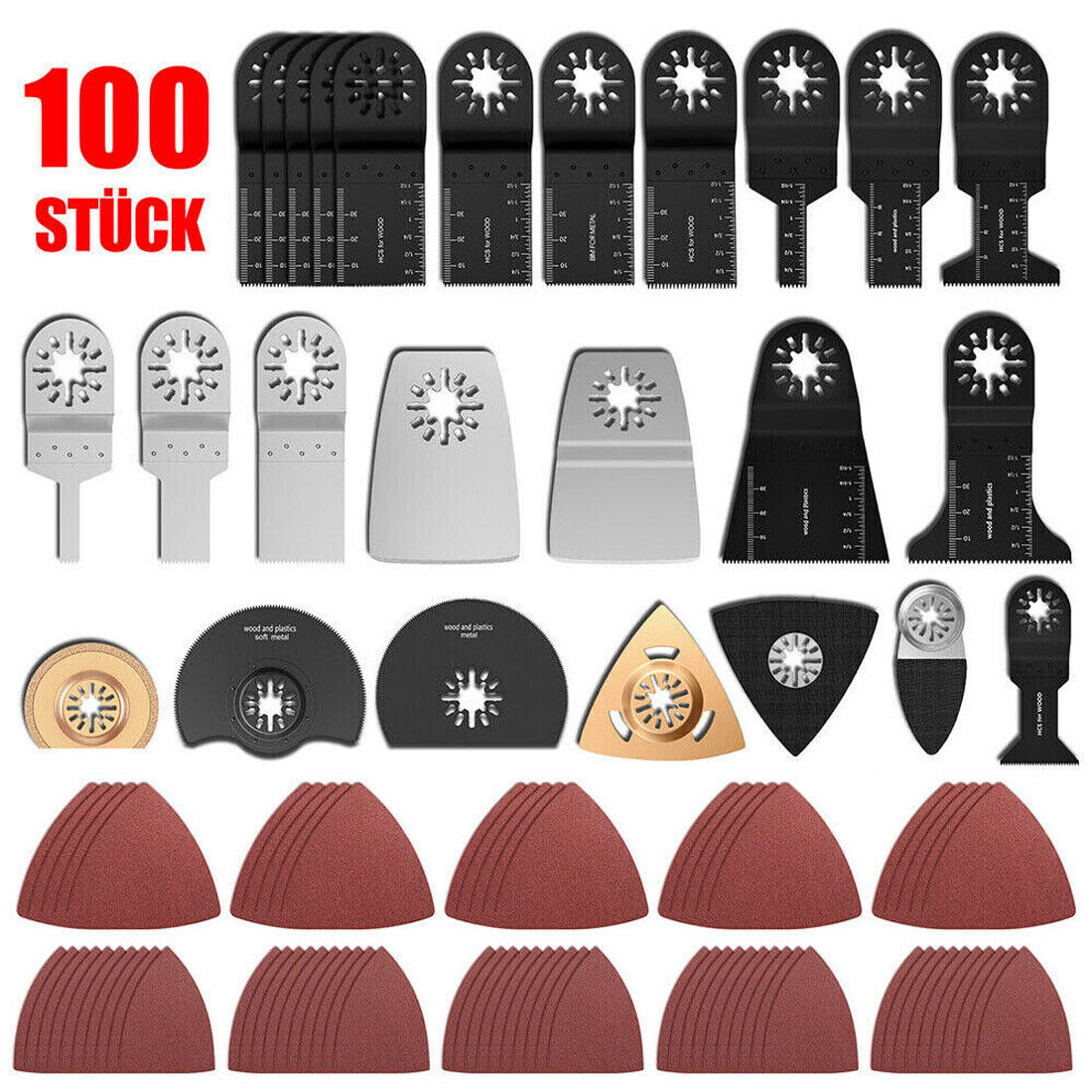 Oszillierendes Sägeblätter-set 100-tlg, Multifunktionswerkzeug-zubehör