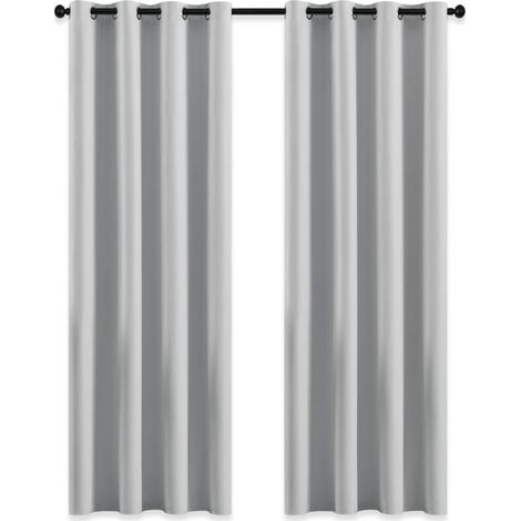 Rideau Occultant - Vorhänge Für Garten, Pergola Mit Ösen, Lichtblockierend, Wärmedämmend, Dekoration Für Pavillon, L 132 X H 213 Cm, Grau-weiß, 2 Stück