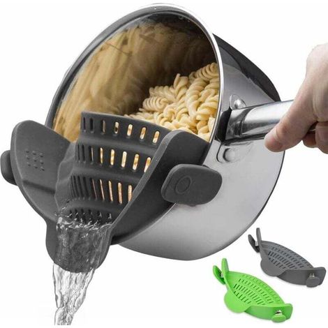 Confezione Da 2 Scolapasta In Silikon Con Clip Per Pentole E Padelle – Pieghevole-design – Colino Resistente Al Kalorien Für Grünes Gemüse Und Pasta – Grün/grigio