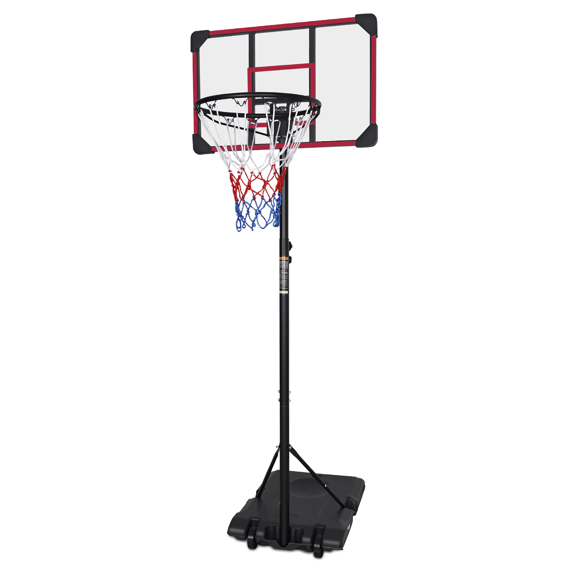 Portable Basketball Hoop, Height-adjustable From 170-213cm, Wheeled, Red Silk-screen Design, Suitable For