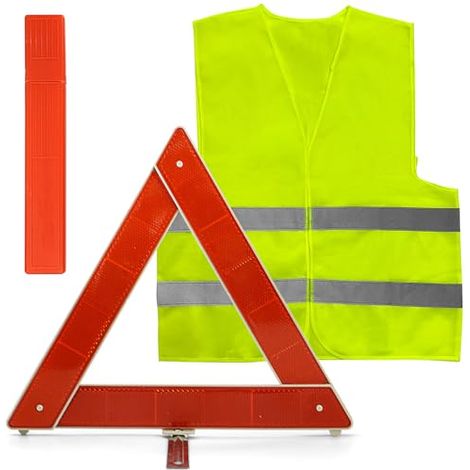 2-in-1-set: Warnweste Und Warndreieck, Reflektierende Weste Für Motorrad Und Halterung Für Das Warndreieck, Zusammenklappbares Warndreieck Für Autos, Mit Aufbewahrungstasche