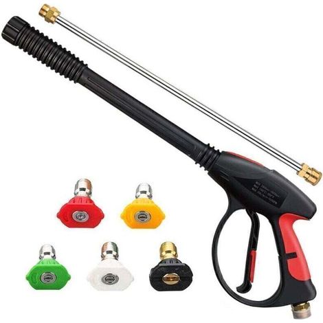 4000 Psi Hochdruckreiniger-pistole, Autowaschpistole Mit M22-14 Mm Gewinde, 19 Zoll Verlängerbarer Lanze Und 5 Düsen Für Hochdruckwäsche