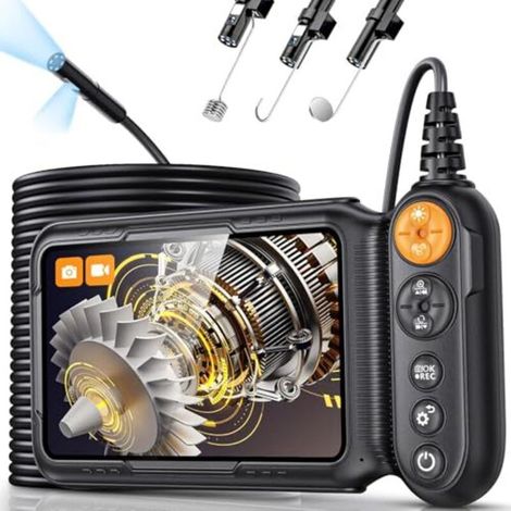 Doppel-objektiv-endoskopkamera, 5-zoll-ips-hd-1080p-bildschirm, Inspektionsendoskop Mit 8+1 Led, Ip67-wasserdicht Für Rohrinspektionen, Halbstarres Kabel