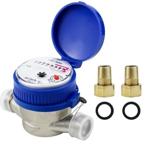 Gartenwasserzähler 1/2", Kalibrierter Kaltwasserzähler, Wasserhahn-zähler Mit Montagezubehör Und Schutzabdeckung, Für Den Häuslichen Gebrauch, Garten, 0-40℃ 1,5 M³/h