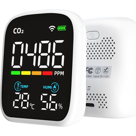 Tragbarer Co2-detektor Mit Led-anzeige, Multifunktions-testgerät Für Kohlendioxid, Temperatur Und Luftfeuchtigkeit (ndir), Luftqualitätsmessgerät Für Den Innenbereich, Steuerung Über Mobile App