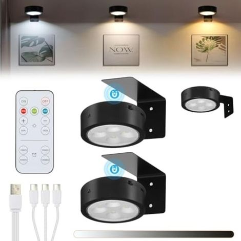 3er-set Kabellose Led-bilderrahmenlampen, Wiederaufladbar Per Usb, Goldene Beleuchtung Für Bilderrahmen Mit Fernbedienung, 3 Farbtemperaturen, Dimmbare Dart-lampe