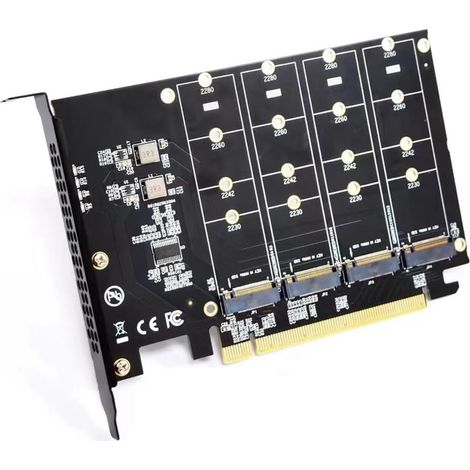 Adapterkarte M.2 Nvme Zu Pcie X16, 4 Ports, Für Nvme 2230 2242 2260 2280 Ssd Erweiterungskarte