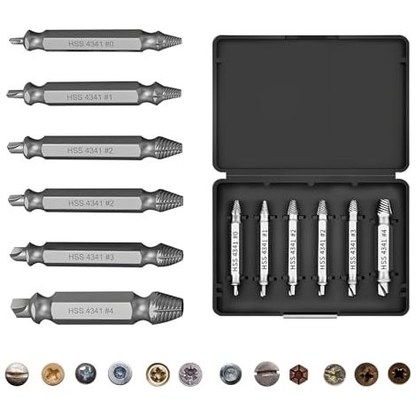6-teiliges Hss 4341 Stahl Linksgewinde Schraubenausdreher Set Multifunktionales Schraubenausdreher Set Für Heimwerker Und Mechanische Reparaturen