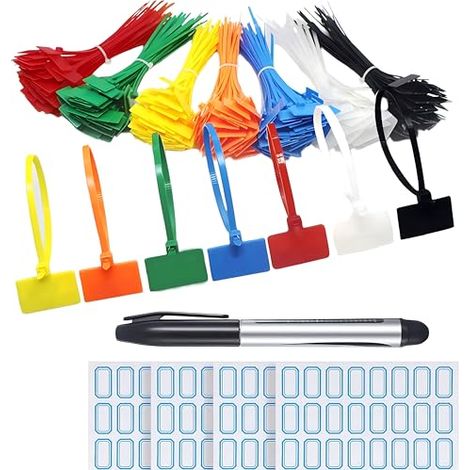 Farbige Kabelbinder, 250 Stück Kabelmarkierer, Nylon Kabelbinder Etiketten, Kabelmanagement Für Zuhause, Büro, Garten, Garage, Werkstatt 150mm X 3mm