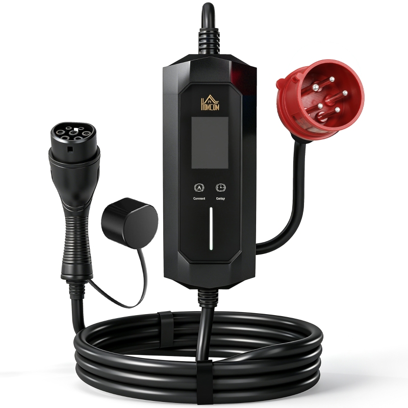 Mobile Wallbox 11 Kw Mit 8 M Typ-2-ladekabel, Cee-16a-adapter, Einstellbare Ladeleistung, Ip65