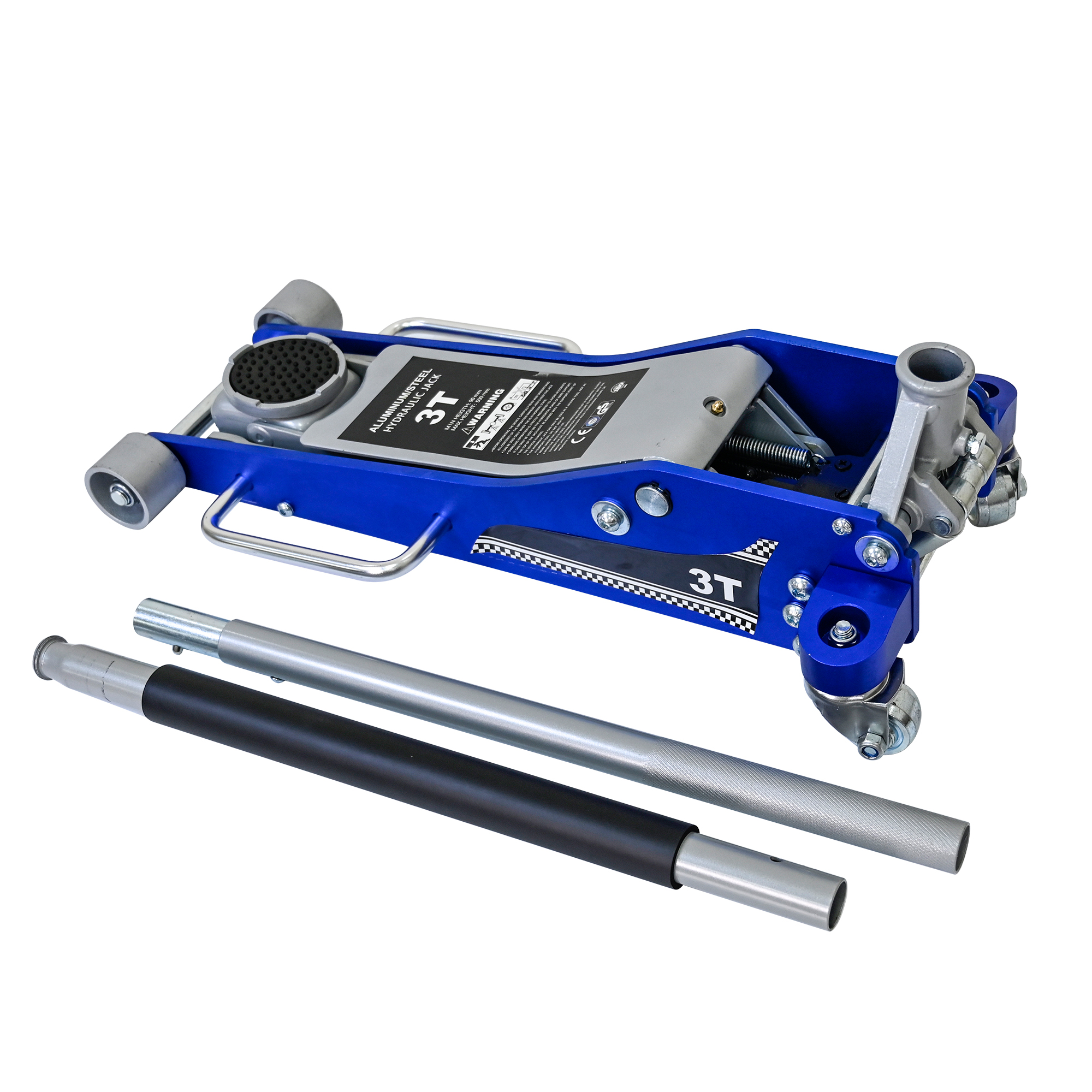 3-tonnen-aluminium-hebebühne, Hydraulikwagen Mit Sattel Für Suvs Und Lkw, 360°-schwenkrollen, Blau-silber