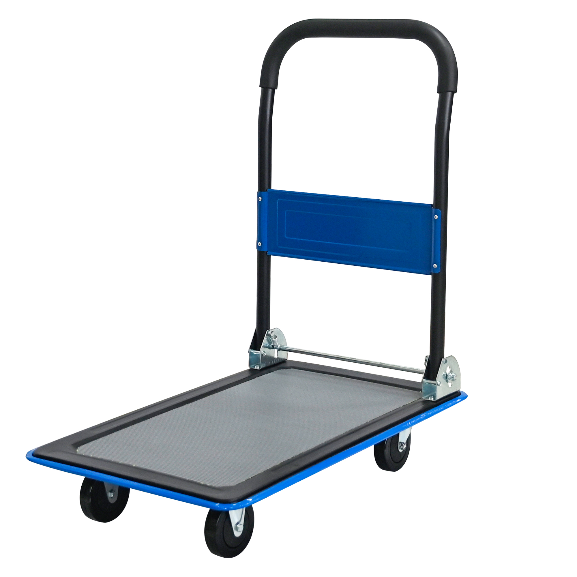 Plattformwagen 150 Kg Mit 360°-schwenkrollen, Klappbar Für Beladung Und Lagerung, Blau, 73 X 47 X 83 Cm