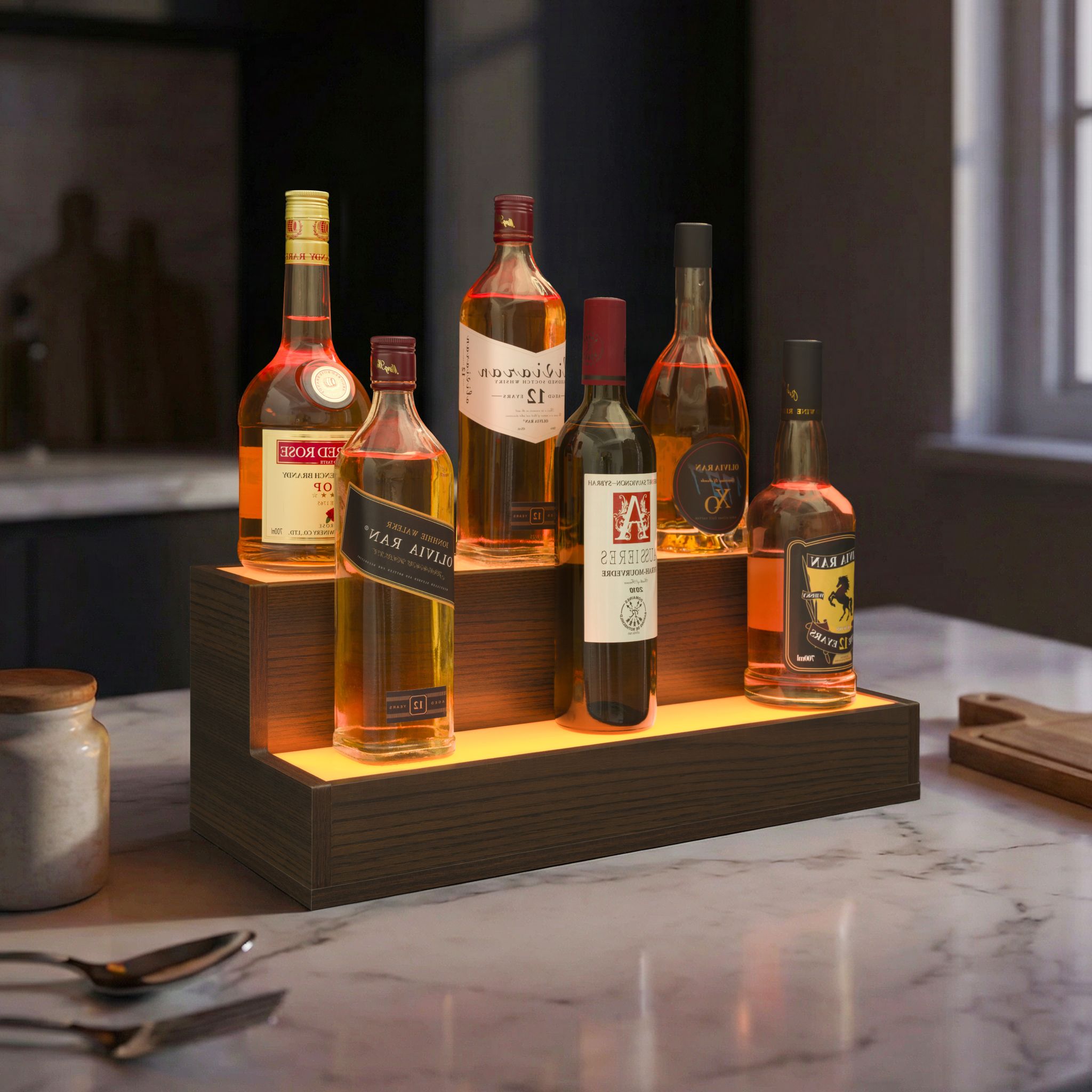 Led Lighted Liquor Bottle Display Shelf, 51cm Bar Display Shelf