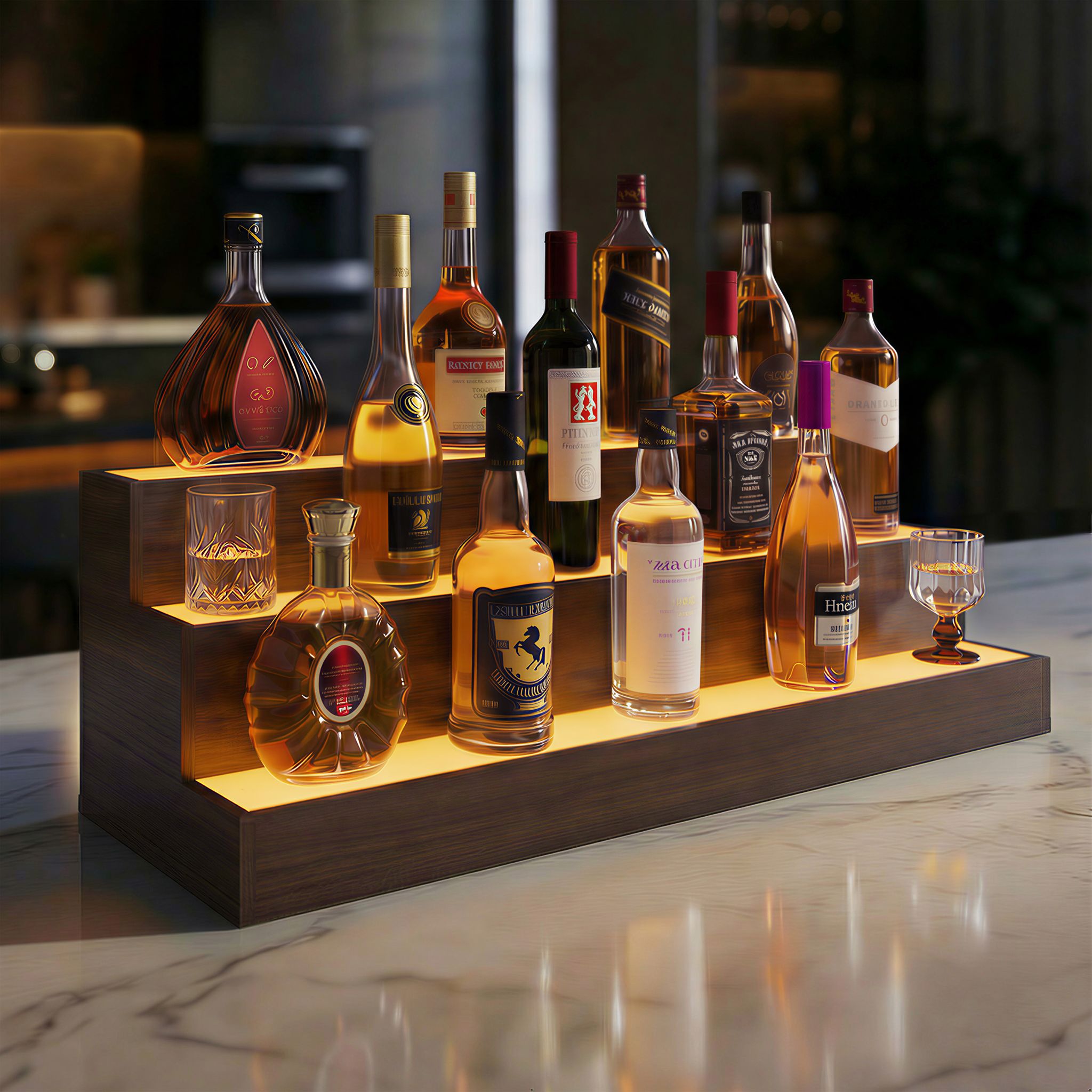 Led Lighted Liquor Bottle Display Shelf, 95cm Bar Display Shelf