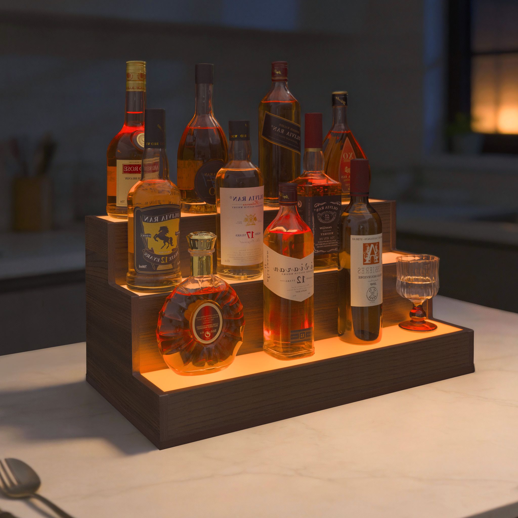 Led Lighted Liquor Bottle Display Shelf, 61cm Bar Display Shelf