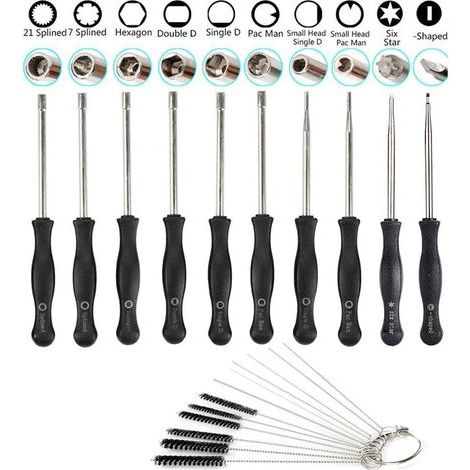 Kit 10 Vergaser-einstellwerkzeuge + Reinigungsbürste + Vergasernadel – Für Kettensägen / Freischneider
