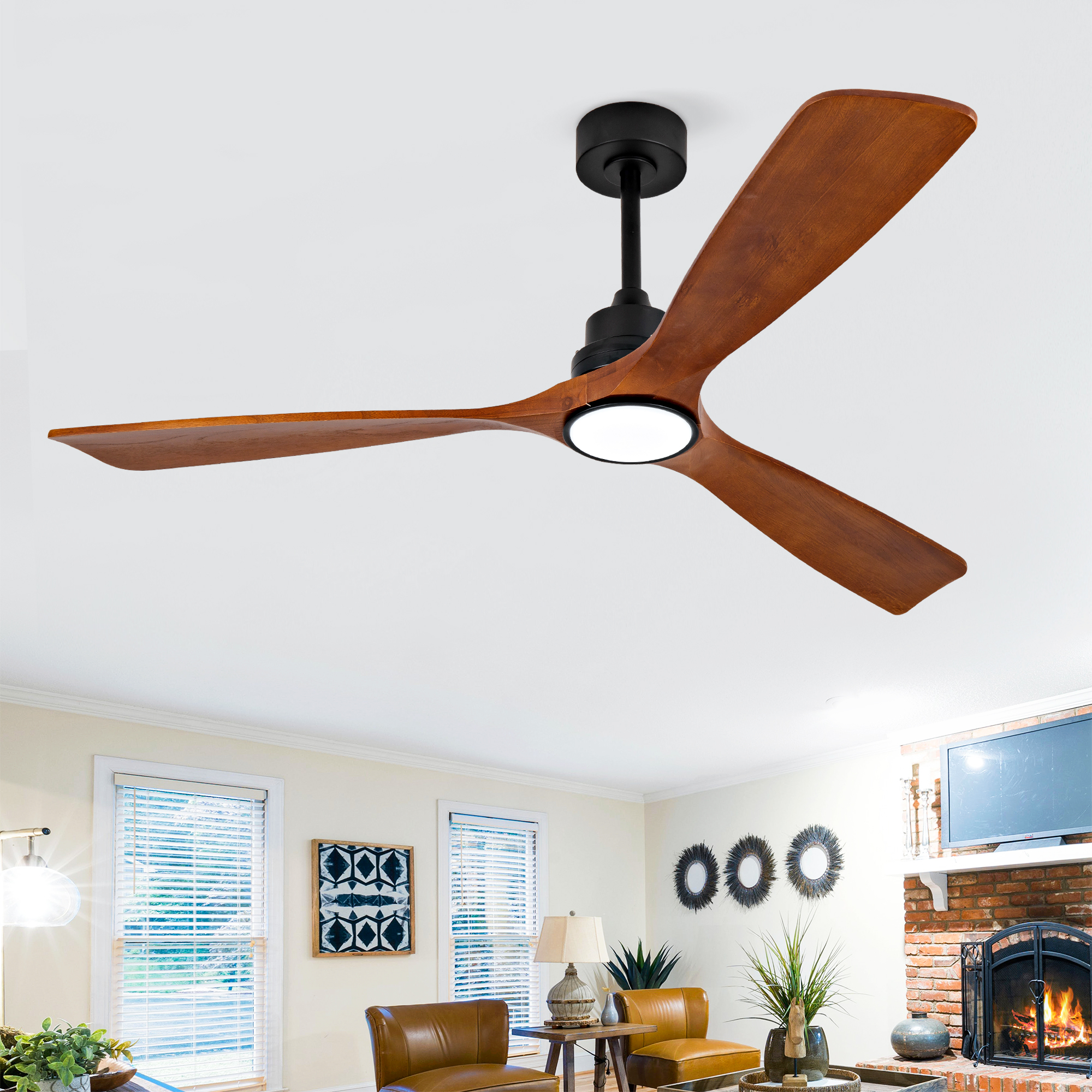 60-zoll-deckenventilator Mit Beleuchtung Und Fernbedienung, 3cct, 3-farbtemperatur-regler, Dimmbar