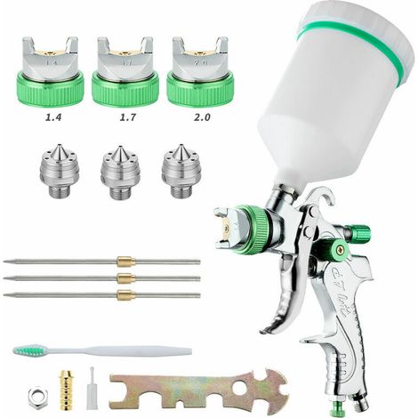 Professionelle Hochdruck-lackierpistole Kit Luftzerstäubungspistole Druckluft-lackierpistole Mit Schwerkraftzuführung Hvlp 600cc 1,4mm/1,7mm/2,0mm 3 Düsengrößen