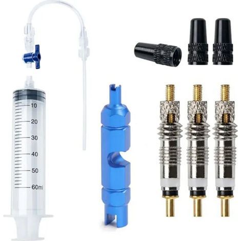 60ml Fahrrad Tubeless Reifenflüssigkeit Injektionswerkzeug Set Tubeless Dichtmittel Injektor Spritze Gummischlauch Kit Für Fahrrad-reparaturwerkzeug Fdc
